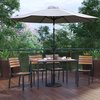 Flash Furniture Faux Teak 30x48 Table-Gray Umbrella-Base-4 Chairs XU-DG-304860364-UB19BGY-GG